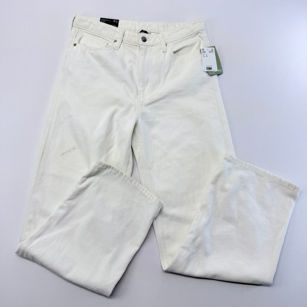 H&M Divided White Straight Loose Fit High Waist Jeans Size 10 NWT